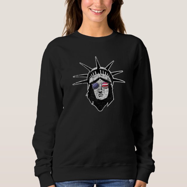 Sudadera Estatua De La Libertad Con Gafas De Sol Patriótica (Anverso)