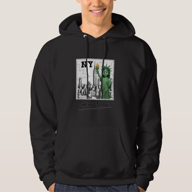 Sudadera Estatua del bebé en Nueva York, Skyline Sketc (Anverso)