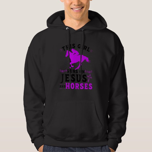 Sudadera Este Chica Corre Sobre Jesús Y Caballos, Caballos  (Anverso)