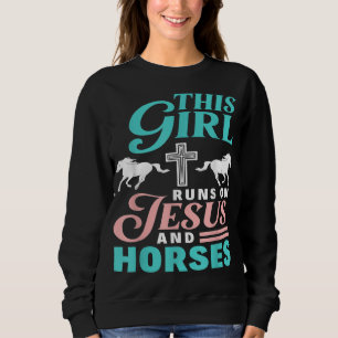 Sudadera Este Chica Corre Sobre Jesús Y Caballos De Caballo