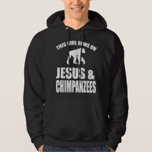 Sudadera Este Chica Corre Sobre Jesús Y Chimpancés