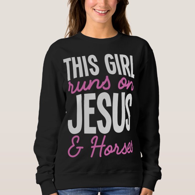 Sudadera Este Chica Corre Sobre Jesús Y El Chica De Caballo (Anverso)
