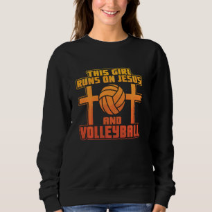 Sudadera Este Chica Corre Sobre Jesús Y Voleibol