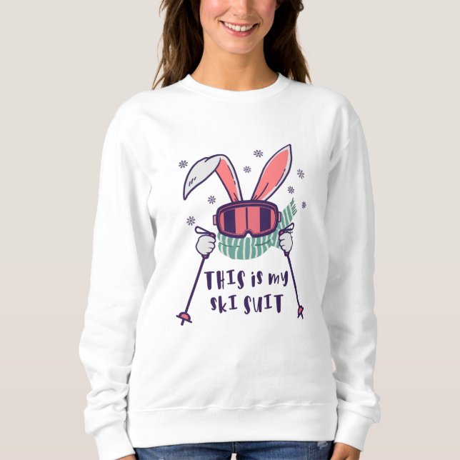 Sudadera Este es mi Conejo de Esquí con bastones de esquí (Anverso)
