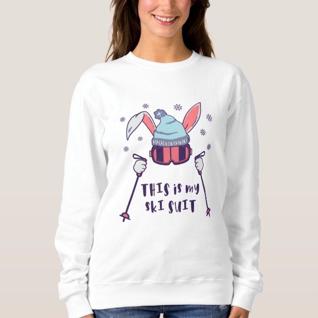 Sudadera Este es mi Conejo de Esquí con bastones de esquí (Anverso)