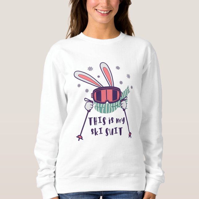 Sudadera Este es mi Conejo de Esquí con bastones de esquí (Anverso)