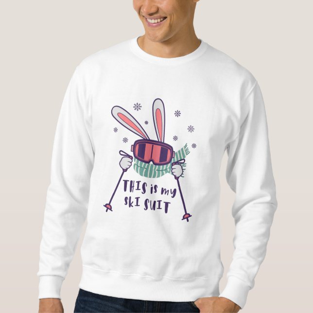 Sudadera Este es mi Conejo de Esquí con bastones de esquí (Anverso)