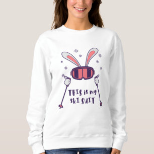 Sudadera Este es mi Conejo de Esquí con bastones de esquí