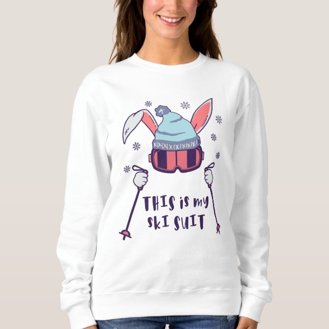 Sudadera Este es mi Conejo de Esquí con bastones de esquí (Anverso)