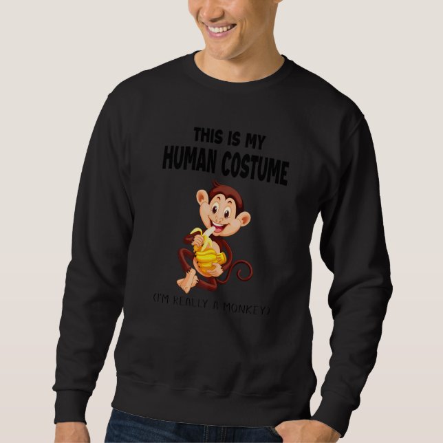 Sudadera Este Es Mi Disfraz De Humano Realmente Soy Un Mono (Anverso)