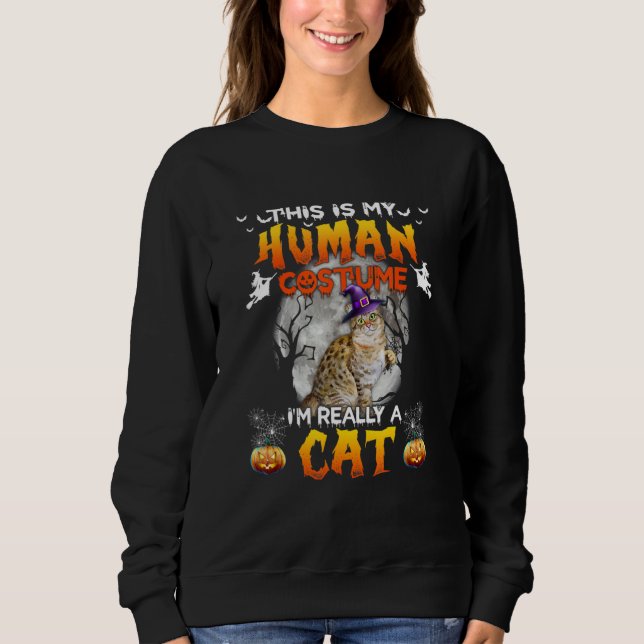 Sudadera Este Es Mi Disfraz De Humano Soy Realmente Un Gato (Anverso)