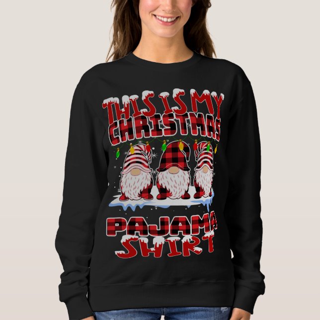 Sudadera Este Es Mi Navidad Buffalo Plaid Gnomes Funny Xm (Anverso)