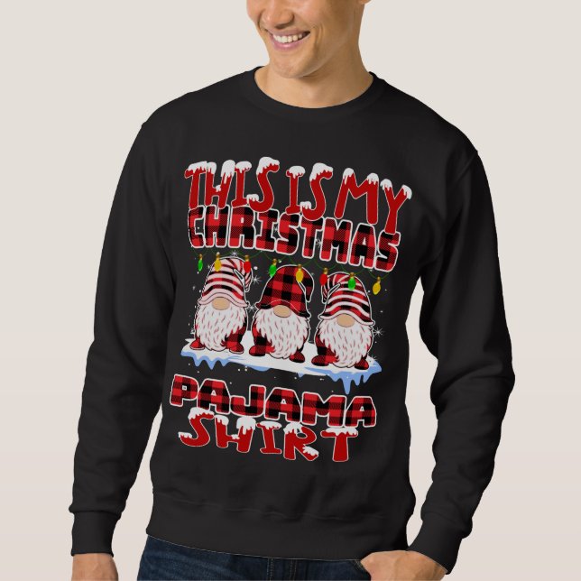 Sudadera Este Es Mi Navidad Buffalo Plaid Gnomes Funny Xm (Anverso)