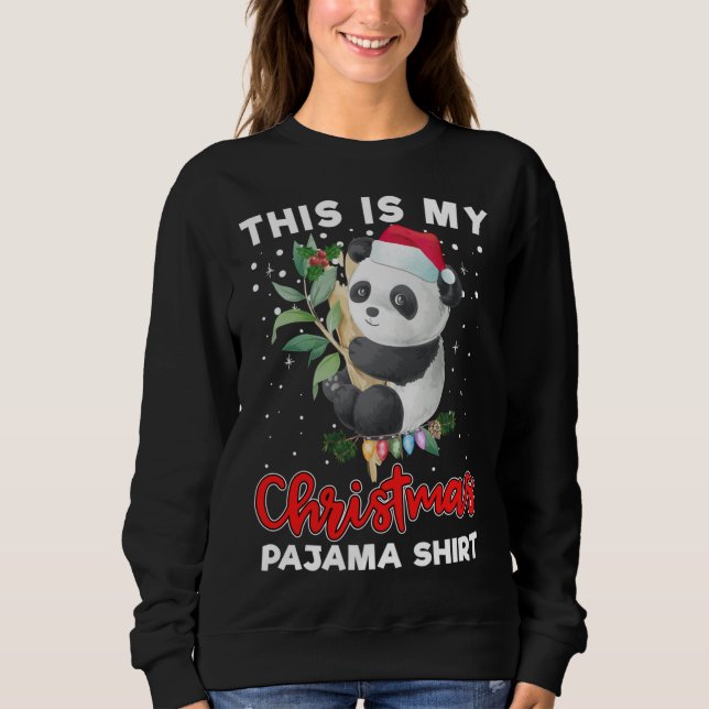 Sudadera Este Es Mi Navidad Pajama Cute Panda Santa Hat (Anverso)