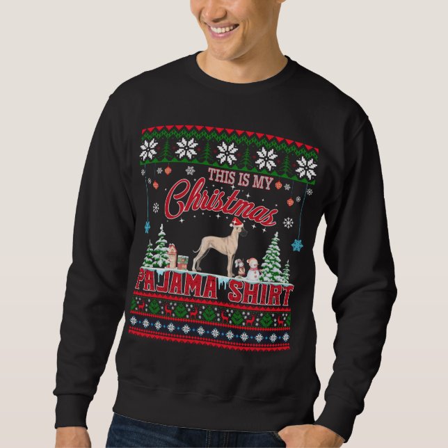 Sudadera Este es mi Navidad Pajama Great Dane Ugly Sweet (Anverso)