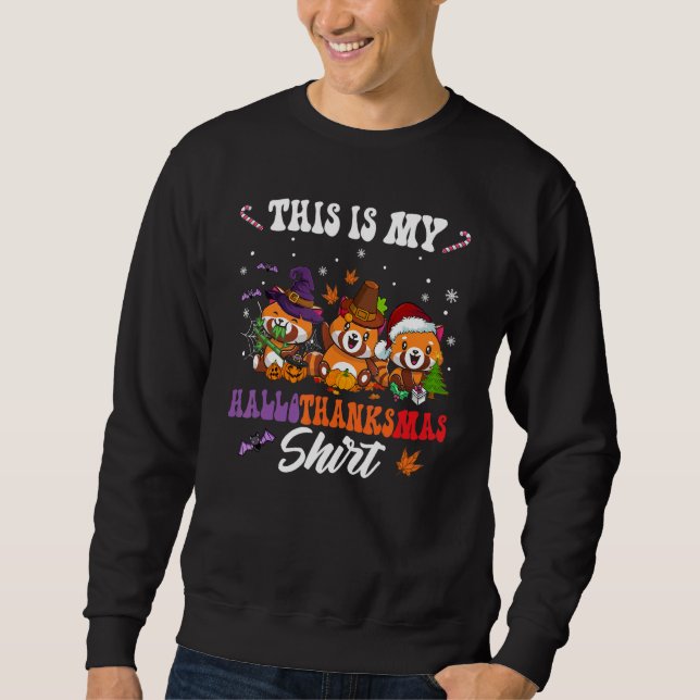 Sudadera Este Es Mi Sombrero De Santa Panda Rojo De Halloth (Anverso)