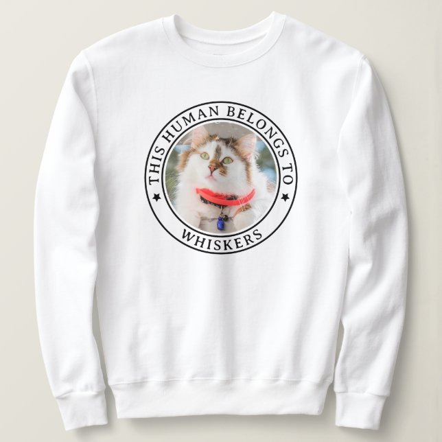 Sudadera Este humano pertenece al nombre del gato del perro (Anverso del diseño)