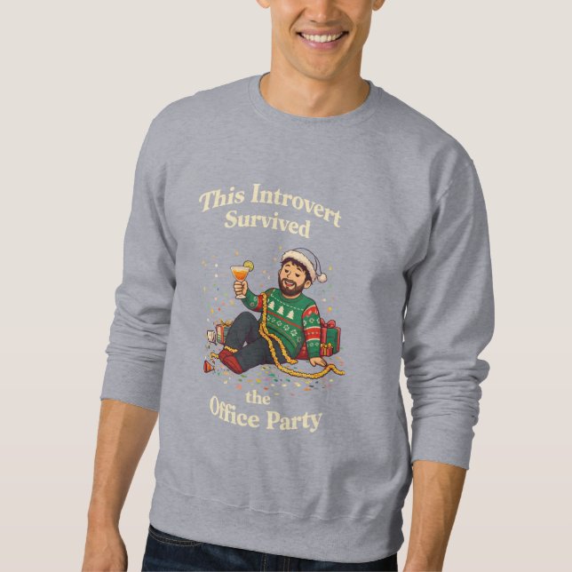 Sudadera Este Introvertido Sobrevivió a la Fiesta de Navida (Anverso)