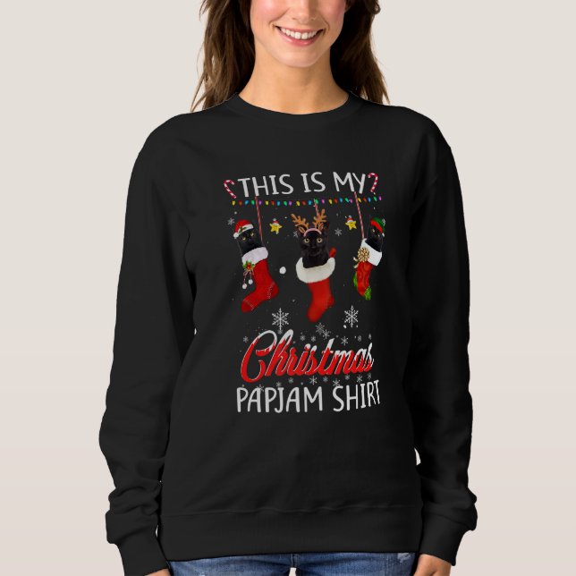 Sudadera Este Navidad Gato Negro Pajama En Perro De Calceti (Anverso)