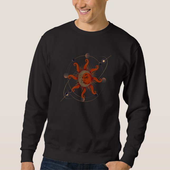 Sudadera Estética Bohemia Boho Sol Luna Creciente Universo (Anverso)