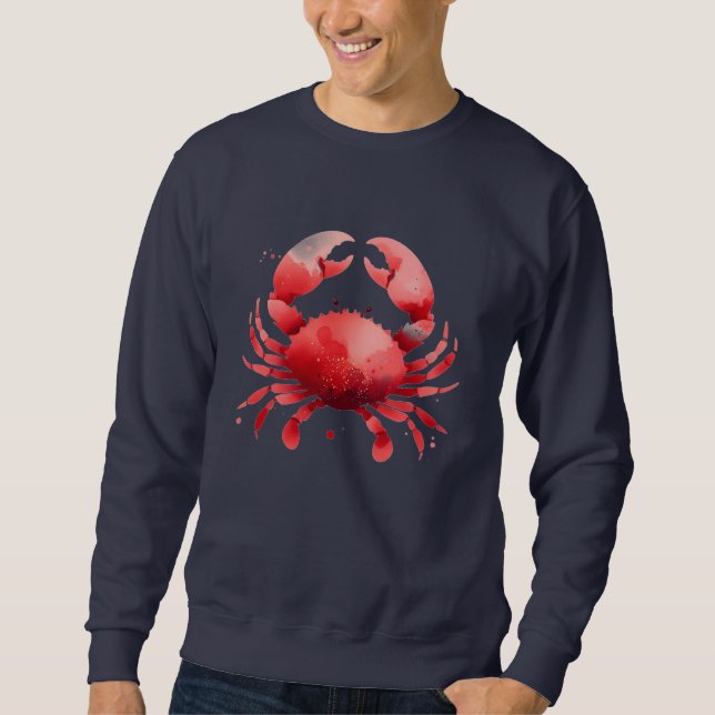Sudadera Estética de pescador de cangrejo rojo náutico (Anverso)