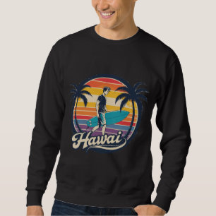 Sudadera Estética del atardecer retro de surf de Hawái