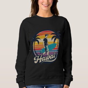 Sudadera Estética del atardecer retro de surf de Hawái