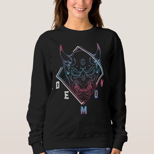 Sudadera Estética del Demonio Japonés Samurai Oni Mask Guer (Anverso)
