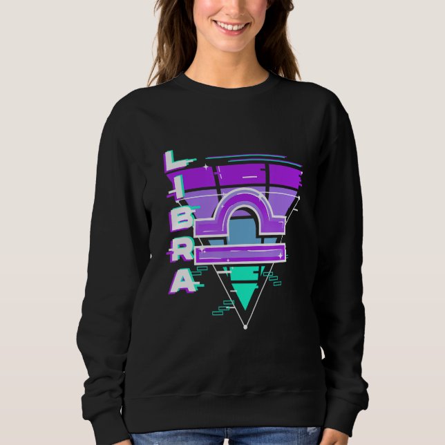 Sudadera Estética del Rótulo Libra Zodiac Vaporwave 80s 90s (Anverso)