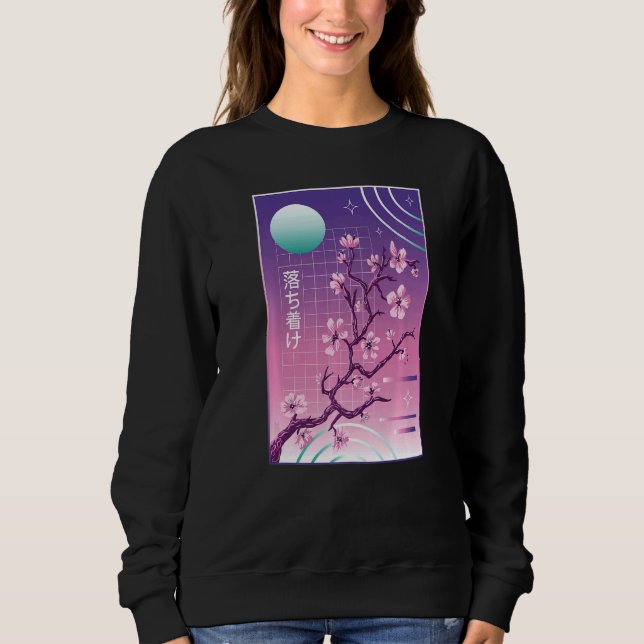 Sudadera Estética del vaporwave Sakura de flores de cerezo  (Anverso)