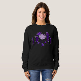 Sudadera Estética Medianoche Celestial Fase Lunar & Lirios