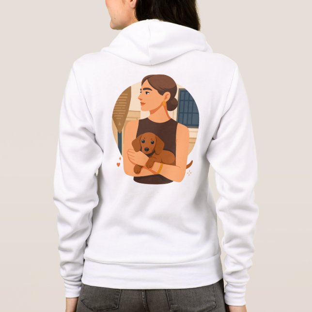 Sudadera Estética Moderna de Mamá de Perro con Cachorro Ado (Reverso)