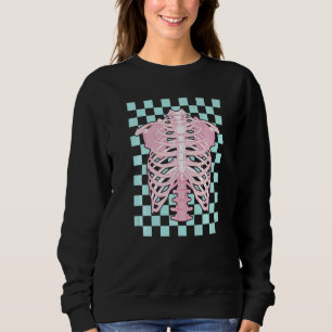 Sudadera Estética Pastel Danesa Esqueleto de caja torácica