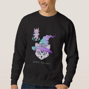Sudadera Estética Pastel Góticta Lindo Bruja Gato Y Vámonos