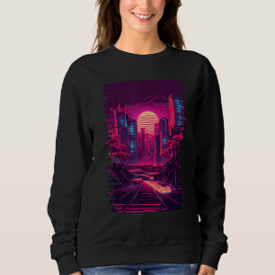 Sudadera Estética urbana glitch retrowave ciudad vaporwave