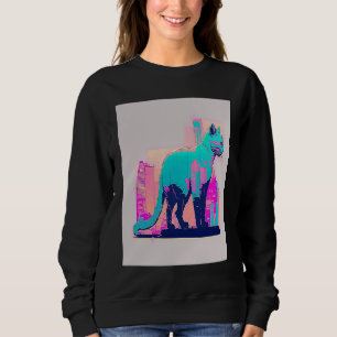 Sudadera Estética Vaperwave Gatito Glitch Retrowave Synthwa