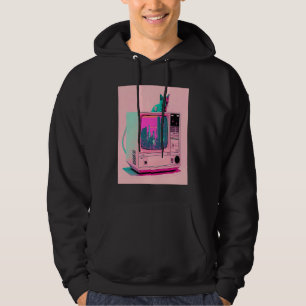 Sudadera Estética Vaperwave Gato Glitch Retrowave Synthwave