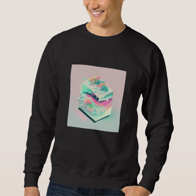 Sudadera Estética Vaperwave Glitch Sushi Retrowave Synthwa (Anverso)