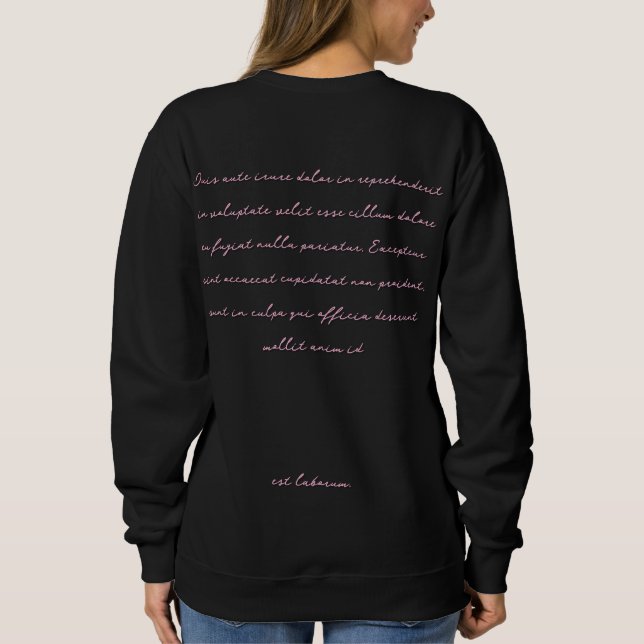 Sudadera Estético Rosa Negro Escritura a Mano Script Elegan (Reverso)