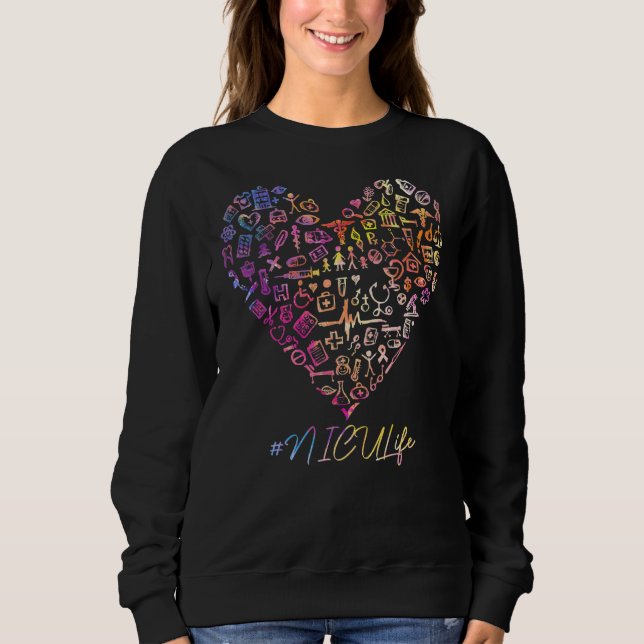 Sudadera Estetoscopio de tinte Corazón Nicu Enfermeras Día  (Anverso)