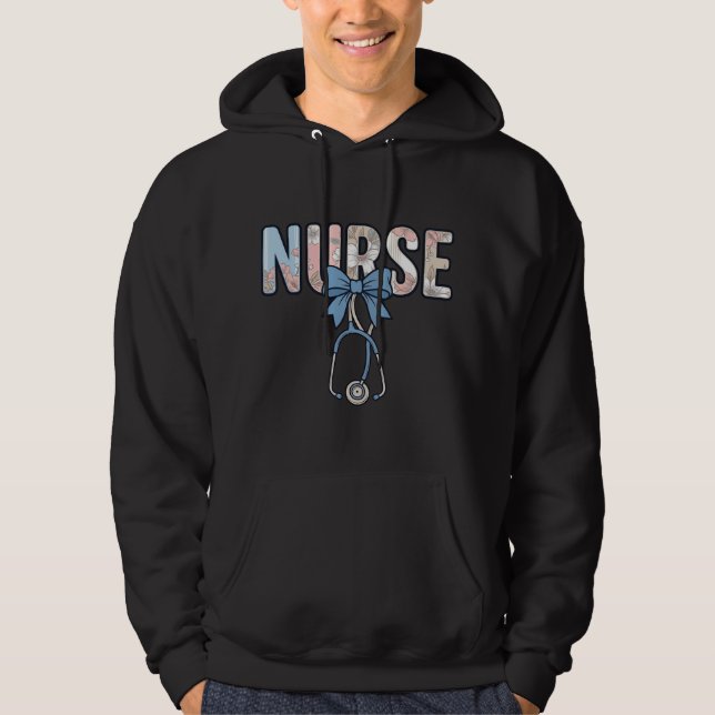 Sudadera Estetoscopio Floral Antiguo Enfermera Bow (Anverso)
