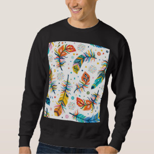 Sudadera Estilo boho, patrón de plumas sin costura.