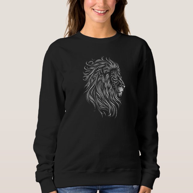 Sudadera Estilo de tatuaje genial cara de león vida silvest (Anverso)