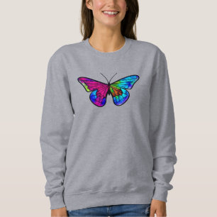 Sudadera Estilo de vidrio teñido de mariposa mosaica