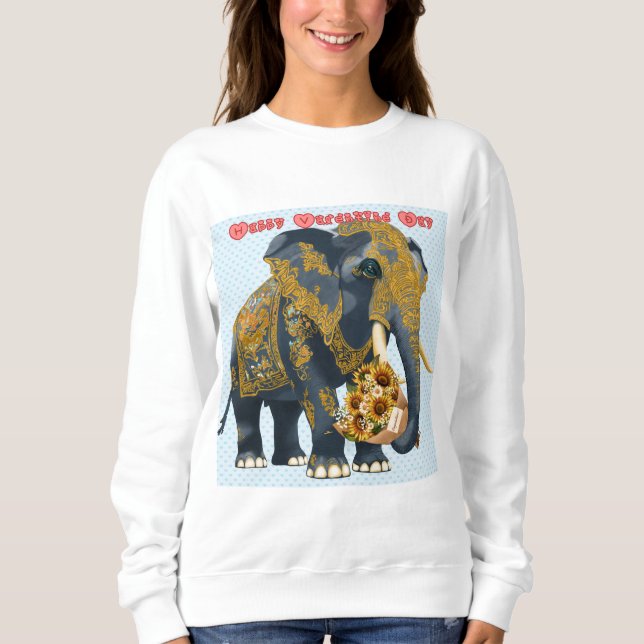 Sudadera Estilo del patrón tailandés del elefante. (Anverso)