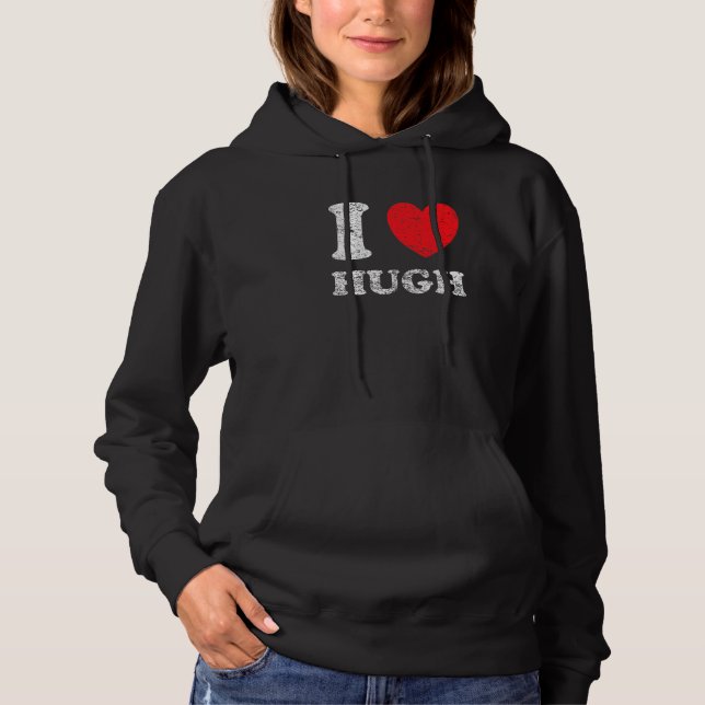 Sudadera Estilo desgastado grunge angustiado amo a Hugh (Anverso)