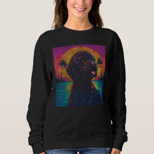 Sudadera Estilo Retro Cute Goldendoodle Sunset