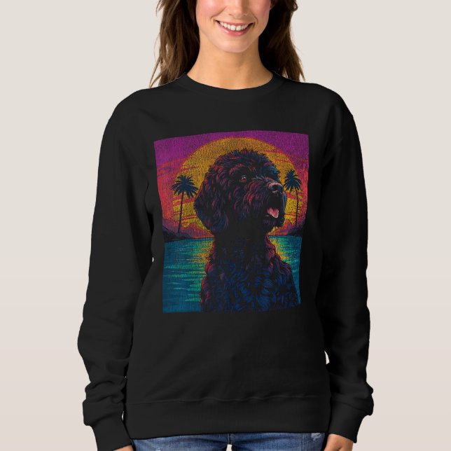 Sudadera Estilo Retro Cute Goldendoodle Sunset (Anverso)