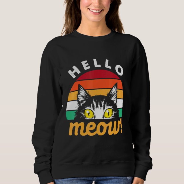 Sudadera Estilo retro de gato de Hello Meow (Anverso)