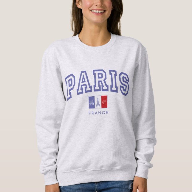 Sudadera Estilo Varsity Vintage París Francés (Anverso)